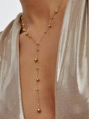 Brisse Necklace, 18k gold beaded lariat necklace