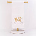 If The Crown Fits Hand Towel, white and gold flour sack towel