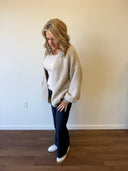 Greta Cardigan, oatmeal cardigan, view 2