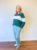Fern Plaid Quarter Zip and Pant, green plaid set