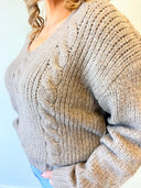Noir Cable Sweater, black cable knit sweater, view 2