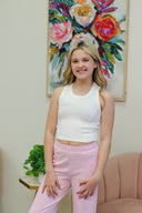 Girls Racer Tank, girls' ribbed racer tank
