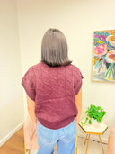 Cabernet Cable Top, dark cherry cable cuff top, view 2