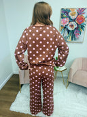 Coco Set, brown and pink polka dot matching set, view 3