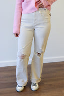River Judy Blue Jean, garment dyed destroyed 90s straight jean