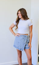 Hadley Skort, bow tie jean skort, view 4
