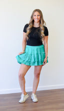 Campbell Skirt, satin ruffle skirt, view 4