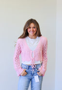 Clara Top, pointelle crochet crop top, view 2