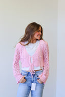 Clara Top, pointelle crochet crop top