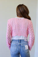 Clara Top, pointelle crochet crop top, view 3