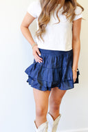 Campbell Skirt, satin ruffle skirt, view 3