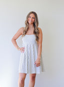 Flora Dress, striped bow accent dress