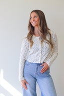 Lucy Long Sleeve, cropped floral button down top