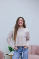 Ember Long Sleeve, knit mock neck wide sleeve top