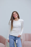 Stella Long Sleeve, thermal half button down top