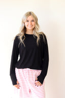 Never Better Long Sleeve, ribbed lightweight top in midnight
