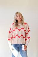 Heart Jacquard Sweater, women's heart sweater