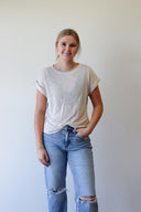 Haley Slub Cuff Tee, view 2