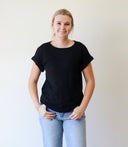 Haley Slub Cuff Tee, women's slub tee