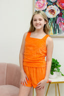 Girls Orange Crush Terry Short, view 2