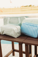 Clear Coat Toiletry Bag in green and pink stripe