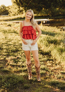 Ruby Ruffle Tank, women's ruffle tank top