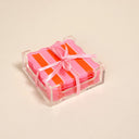 Table Talk Acrylic Coaster Set in Sicily Stripes Pink