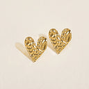 Hammered Heart Earrings, gold heart earrings