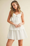 Estelle Dress, textured dress with front bow detail